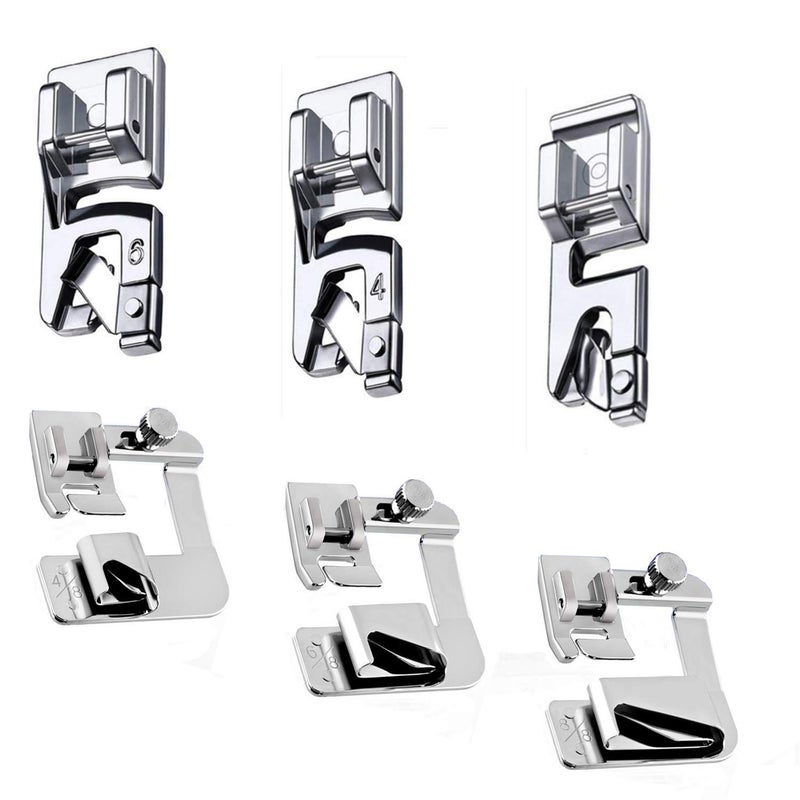 Windman Hemming Foot Kit 6Pcs Hemmer Foot Sewing Machine Presser Foot Hemmer for Brother Singer Janome Low Shank Sewing Machine Use Rolled Hem Presser Foot - Image 1